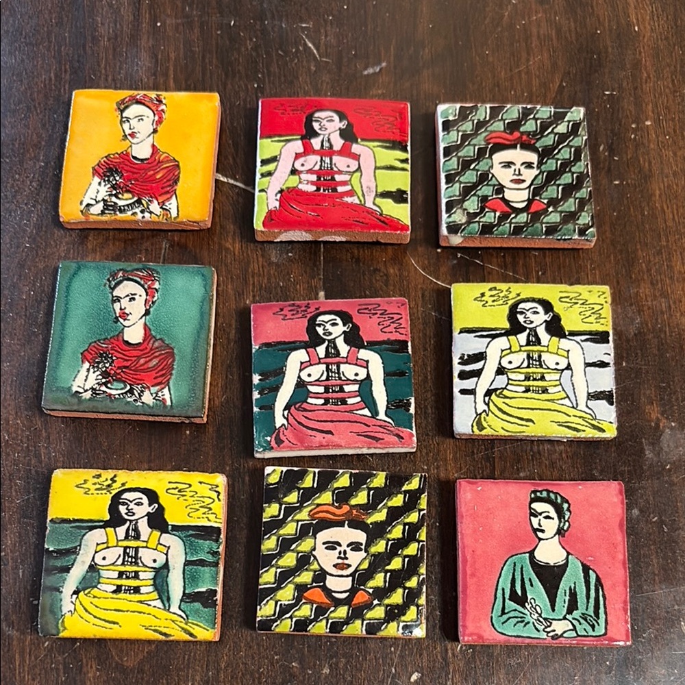 Frida Kahlo Art Deco Ceramic Tile Magnets